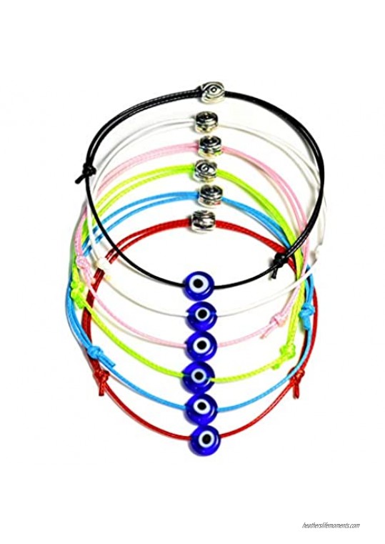 6 Pcs Evil Eye Bracelet  Adjustable String Bracelet  a Symbol for Luck  Fortune  Protection and Prosperity  for Women  Men  Boys  & Girls