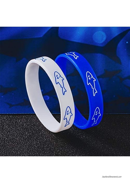 Caiyao 2pcs Shark Silicone Bracelet Fashion Rubber Sports Wrist Bracelet Ocean Beach Jewelry for Women and Men