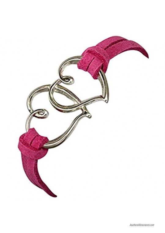 Chuvora Zinc & Pink Suede Leather Linked Hearts Double Strand Wrap Bracelet  Jewelry for Women & Girls
