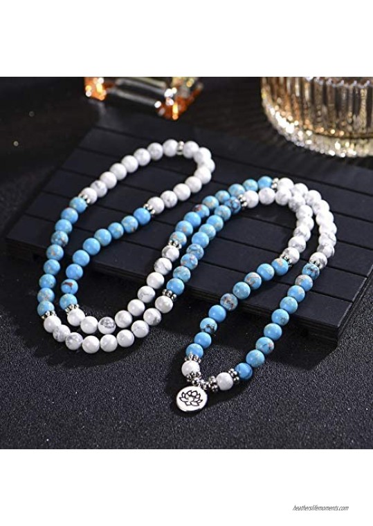 Dec.bells Jewellery 108 Mala Beads Wrap Bracelet Necklace 8mm Nature Gemstone Yoga Meditation Beads Bracelet Jewelry for Women Men
