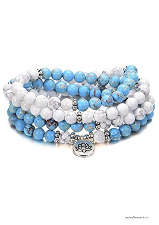 Dec.bells Jewellery 108 Mala Beads Wrap Bracelet Necklace 8mm Nature Gemstone Yoga Meditation Beads Bracelet Jewelry for Women Men