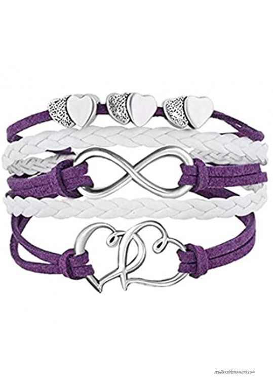 Double Heart Leather Wrap Rope Bracelet Multilayer Handmade Infinity Symbol Rope Wristband Bracelets for Teenage Girls Women Jewelry