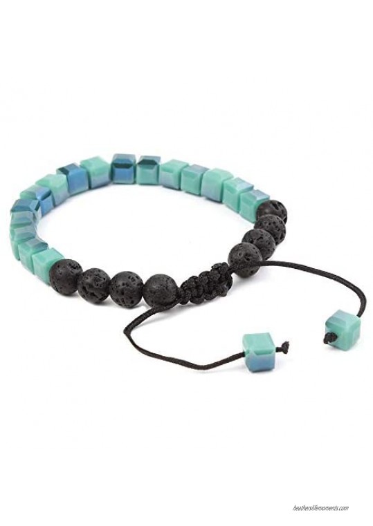 Essential Oil Bracelets Lava Rock Stone Beads Leather Braided Rope Bracelets For Aromatherapy Yoga Meditation Healing Diffuser Bracelets For Men & Women 1 Pcs