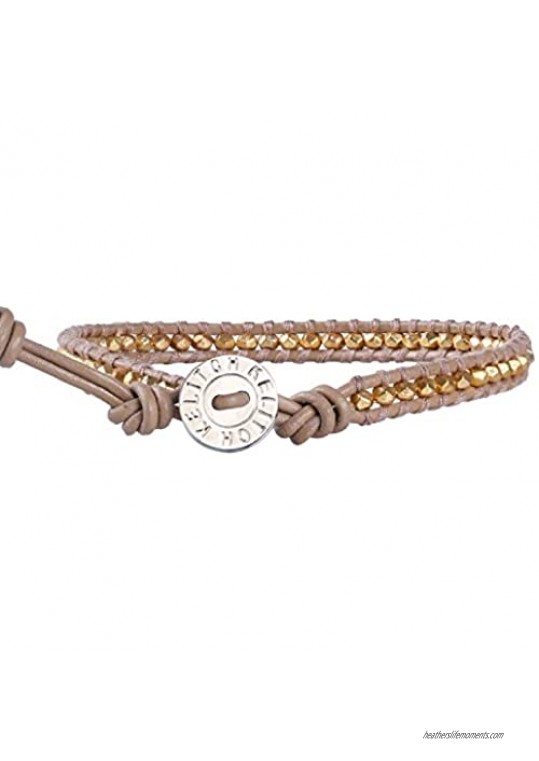 KELITCH New 925 Silver Beads Beaded Bracelets Bangle Color Leather Wrap Bracelets for Women Friendship Bracelet