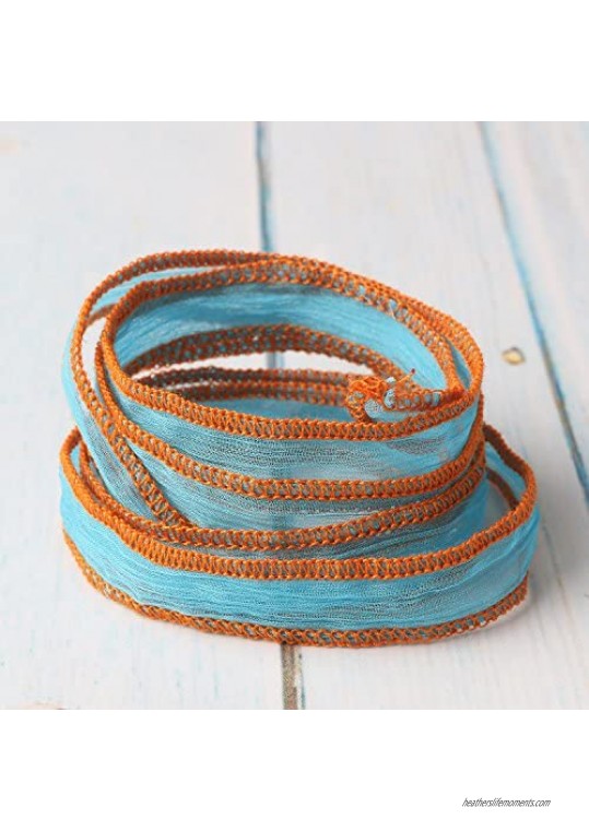 KELITCH Silk Ribbon Wrap Wrist Band Friendship Rope Bracelet Stripe Boho Style for Sister