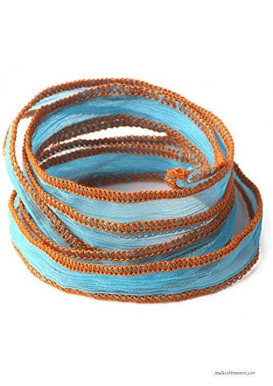 KELITCH Silk Ribbon Wrap Wrist Band Friendship Rope Bracelet Stripe Boho Style for Sister