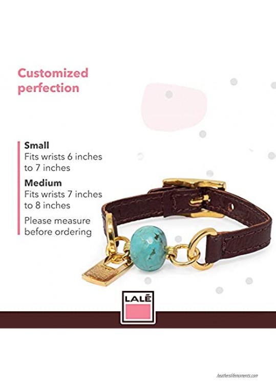 LALÉ Woman wrap Genuine Leather and semiprecious Stone Bracelet | Twists Around The Wrist | Ironwork Plated in Gold Buckle for Closure | Adjustable Size | Handmade Jewelry