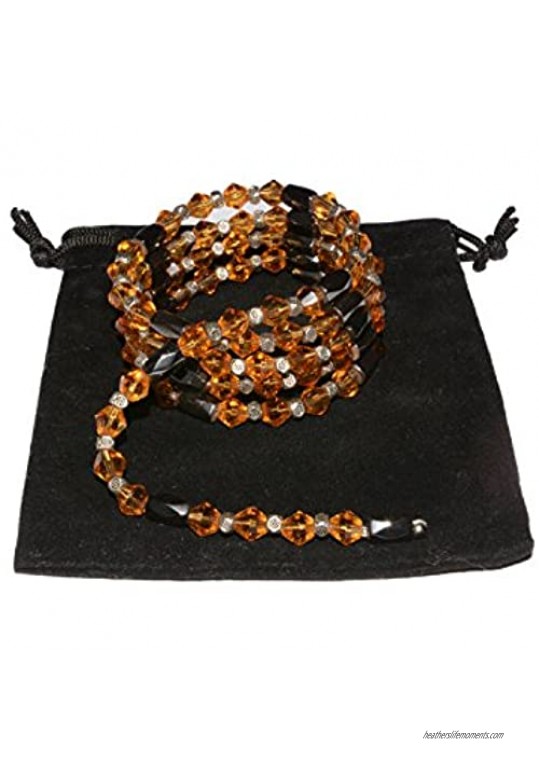 Magnetic Hematite Wrap Bracelets Necklaces  with Abacus Glass Beads and Tibetan Style Beads  800~820mm (Goldenrod)