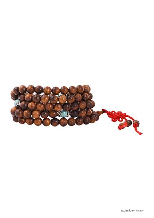 Mandala Crafts 108 Mala Prayer Beads Necklace Bracelet from Natural Wood for Meditation Yoga