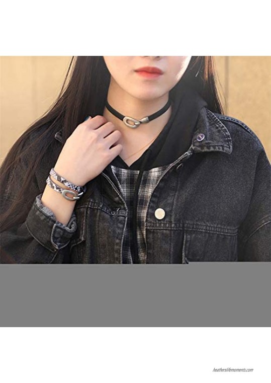 Nanafast Women Leather Choker Necklace Handmade PU Leather Wrap Bracelet Dual Use Choker Bracelet Gift