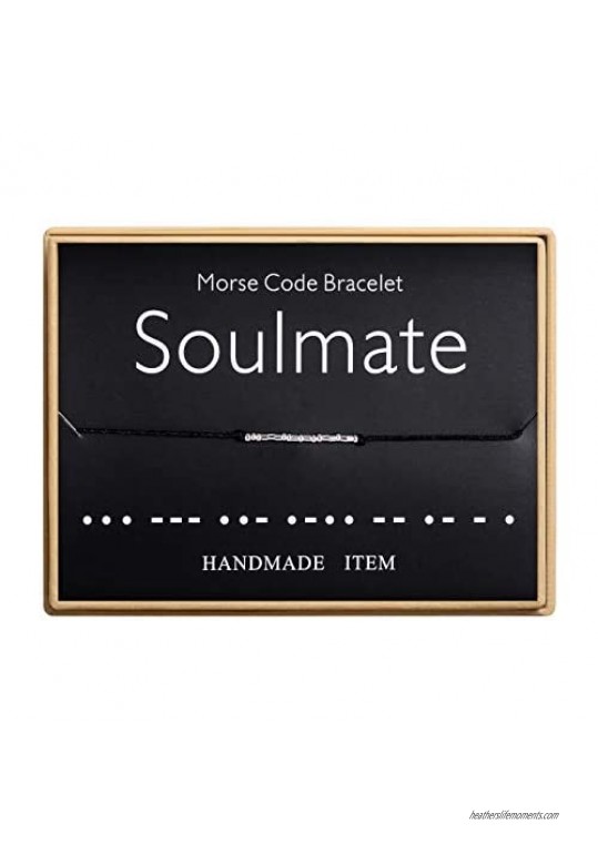 Soulmate Morse Code Bracelet Handmade Bead Adjustable String Bracelets Inspirational Jewelry for Women