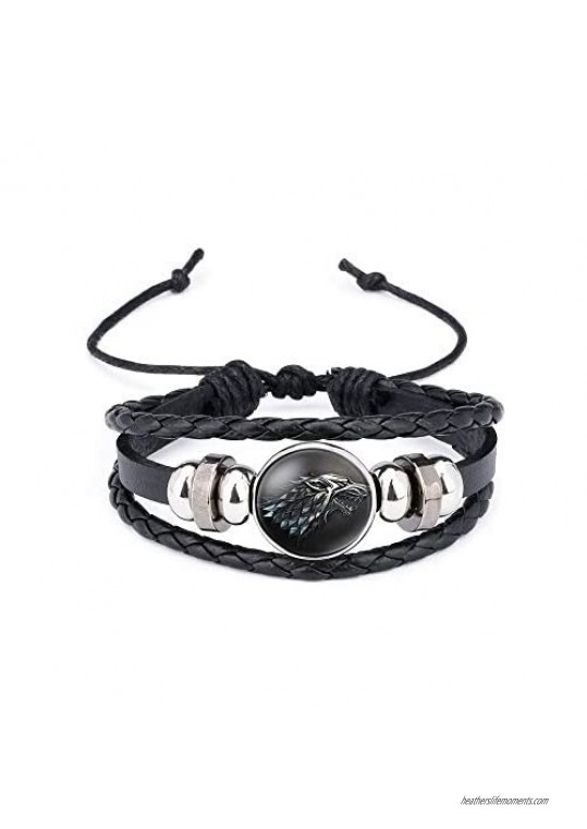 Vintage Braided Woven Wolf Bracelet Glass face Rope Leather Love Lucky Bracelet Fashion Jewelry for Women Man-Syle 2