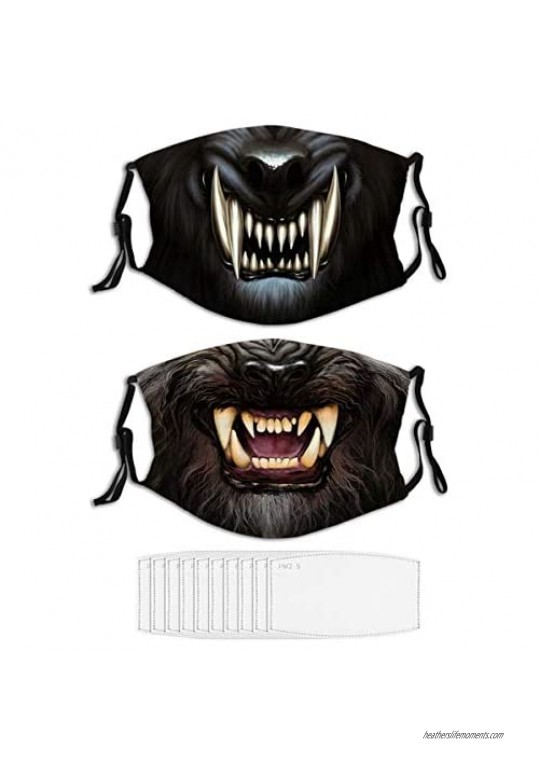 2PCS Face Mask D Rendering Polar Wolf Adjustable Masks for Adult