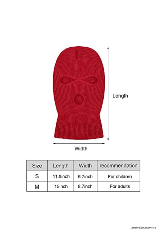 3-Hole Knitted Full Face Cover Ski Mask Winter Balaclava Warm Knit Full Face Mask for Outdoor Sports (Wine-Colored Medium)