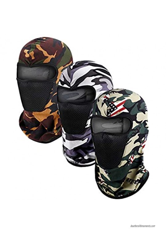 3 Pieces Balaclava Face Mask Motorcycle Mask Windproof Camouflage Fishing Cap Face Cover for Sun Dust Protection (Color Set 1)