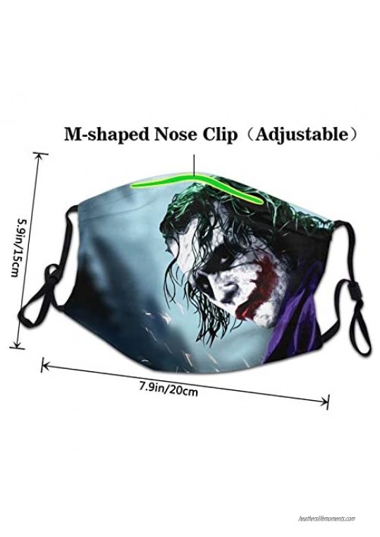 Adults Joker Face Mask 3pcs Adjustable Cloth Mouth Mask with 6 Filter Sports Mask Cute Face Cover Reusable Washable