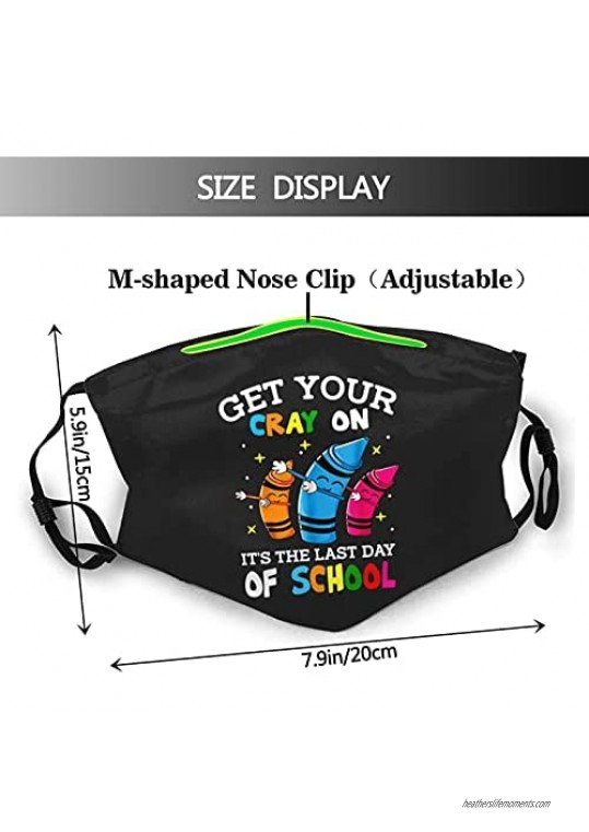 ALLREY Happy Last Day Of School Face Mask Scarf With Filters Reusable Decorative Balaclava For Adult & Teens