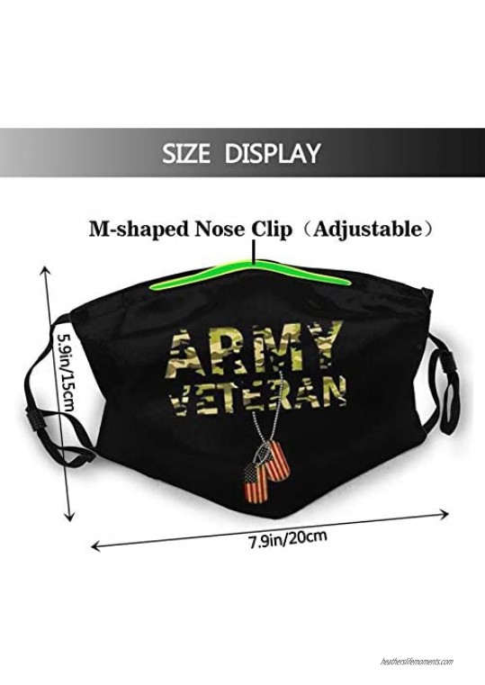 American Flag Us Army-Face Mask Washable Reusable Balaclava With Filters For Men Women Adult Teens