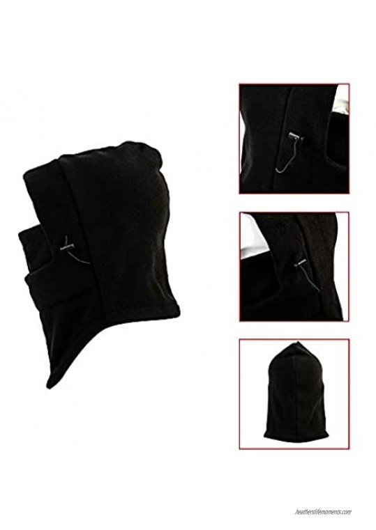 Balaclava Ski Mask - Windproof Fleece Adjustable Winter Mask for Men Women (Black+Black/Gray)