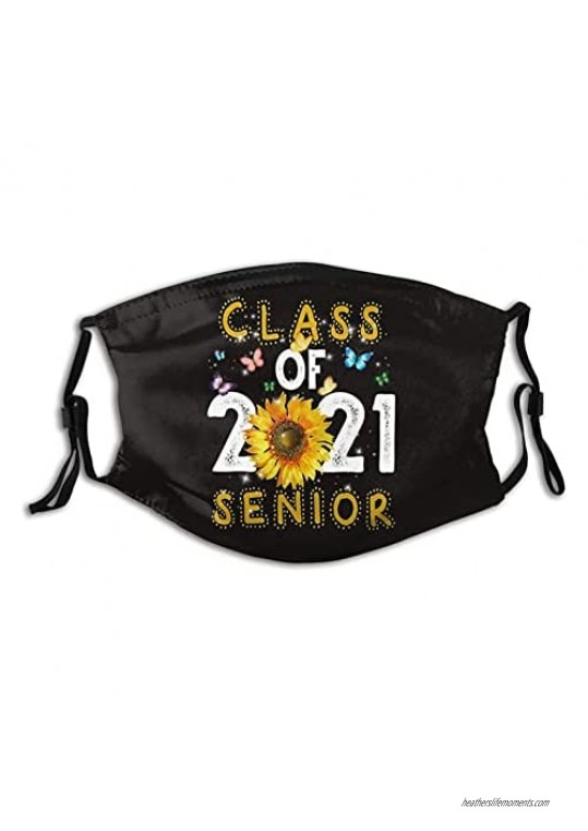 Class Of 2021 Face Mask Fashion Scarf Reusable Washable Senior Balaclava Bandana With 2 Filters