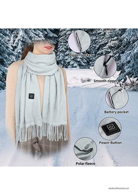 Electric Heated Scarf Women USB Heating Scarf with Neck Heating Pad Washable Shawl Soft Warm Neck for Men