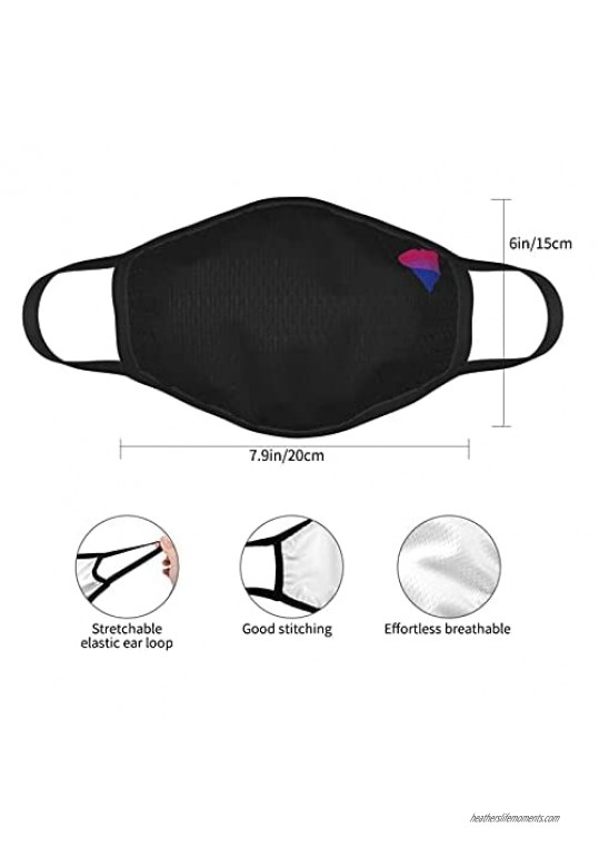 Hhana Masks-Bi Pride Heart Comfortable and Reusable Masks with Black Edges for Adults Adult