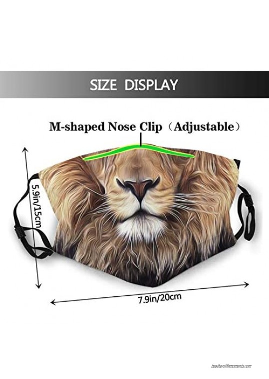 Lion Animal Face Mask Reusable Washable Balaclavas with 2 Pcs Filters