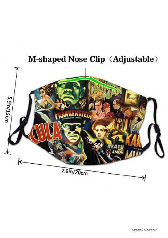 Movie Monsters Collage Adult Mouth Mask Outdoor Activities Comfortable Face Mask