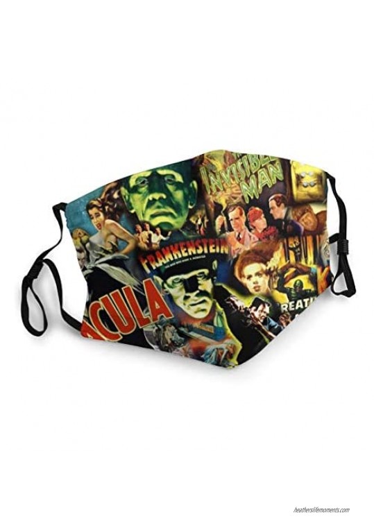 Movie Monsters Collage Adult Mouth Mask Outdoor Activities Comfortable Face Mask