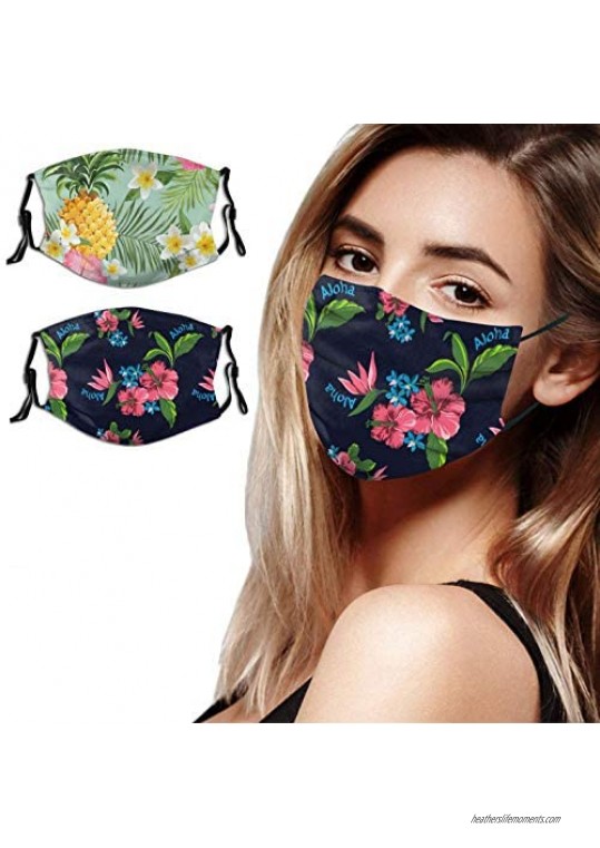 Romantic Psychedelic Flower 2PCS Face Mask Washable Reusable Balaclava Dustproof Masks with Filter Pocket for Men Women