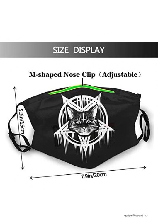 Satanic Black Metal Cat Face Mask With 2 Pcs Filters Washable Reusable Scarf Balaclava For Men Women &Teenage Black