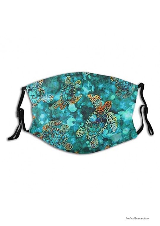 Sea Turtles Printed Face Mask Adjustable With 2 Filters Gift For Men And Women Balaclava Bandana