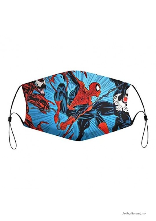 Spiderman and Venom Poster Face Mask Fashion Anime Adjustable Reusable Balaclava Bandana for Mens Womens Kids