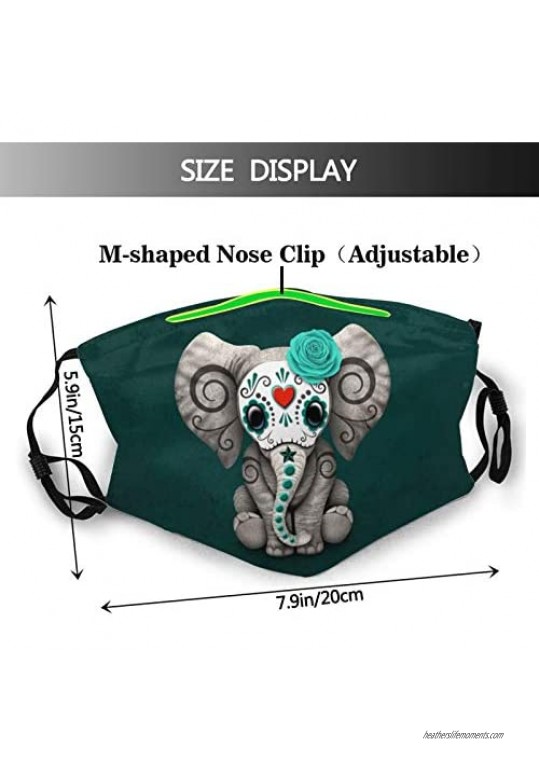 Sugar Skull Face Mask Funny Mouth Mask Able Dustproof Reusable Balaclava Filter for Women and Men