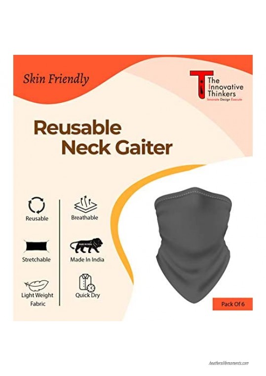The Innovative Thinkers Pack of 6 Stretchable Neck Gaiter for Men and Women Girls and Boys