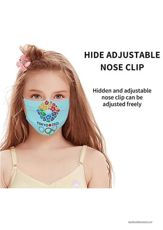 Tokyo Olympics 2021 Washable Face-Cover 2 Pices Reusable Exquisite Printed Fabric Mouth-Cover for Adult and Teen.