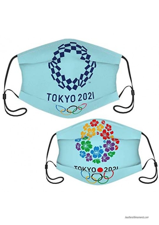 Tokyo Olympics 2021 Washable Face-Cover 2 Pices Reusable Exquisite Printed Fabric Mouth-Cover for Adult and Teen.