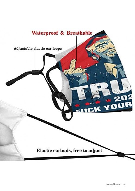 Trump 2024 Fuck Your Feelings Adult Reusable Dust Face Mask with Filter Breathable Safety Travel Mask