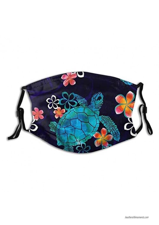 Turtle Print Face Mask Reusable-With Filter Pocket-Unisex Gifts Animal Balaclava Bandana Cloth