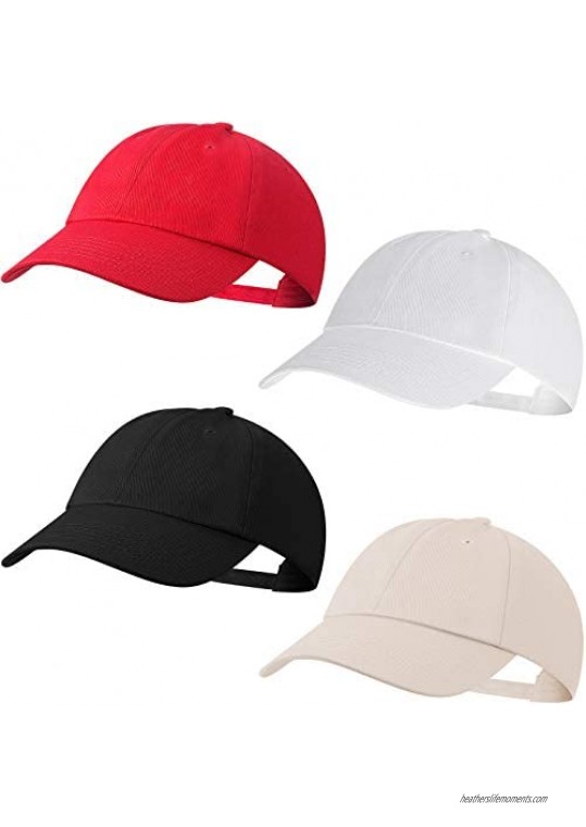 4 Pieces Classic Baseball Cap Vintage Unisex Washed Distressed Adjustable Hats for Men Women 4 Colors