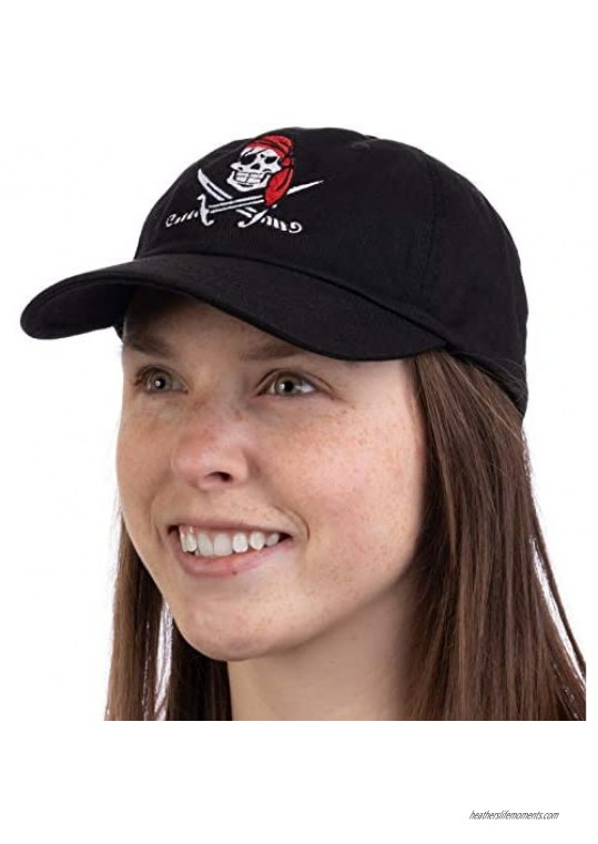 Ann Arbor T-shirt Co. Jolly Roger Pirate Flag | Skull & Crossbones Caribberan Cruise Baseball Boat Cap Dad Hat Black