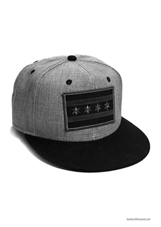 Chicago Flag Cap Flat Brim Grey Black Snap Back Baseball Hat