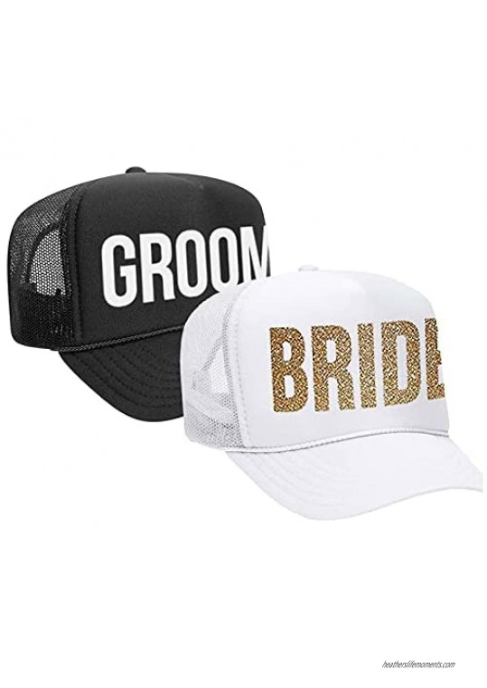 Classy Bride and Groom Just Married Hats for Honeymoon - Bride and Groom Hats