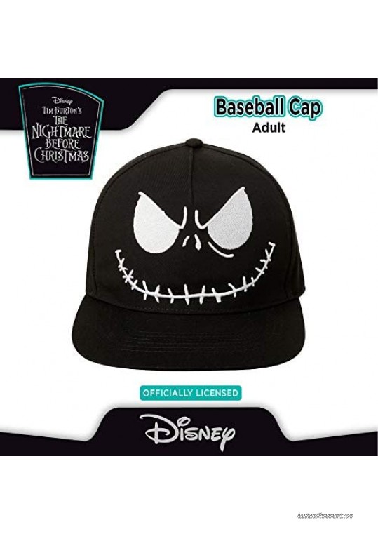 Disney Men's Baseball Cap - Jack Skellington Nightmare Before Christmas Six Panel Snap-Back Hat