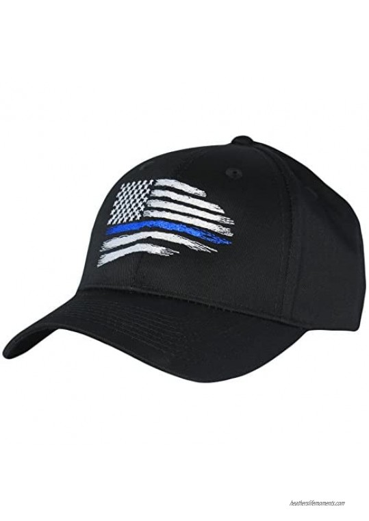 Fantastic Tees Thin Blue Line USA Flag Mid Profile Hat