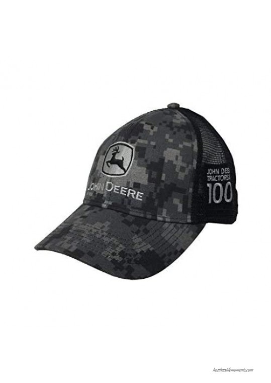 John Deere Mens 100 Year Anniversary Digital Camo Hat-Black