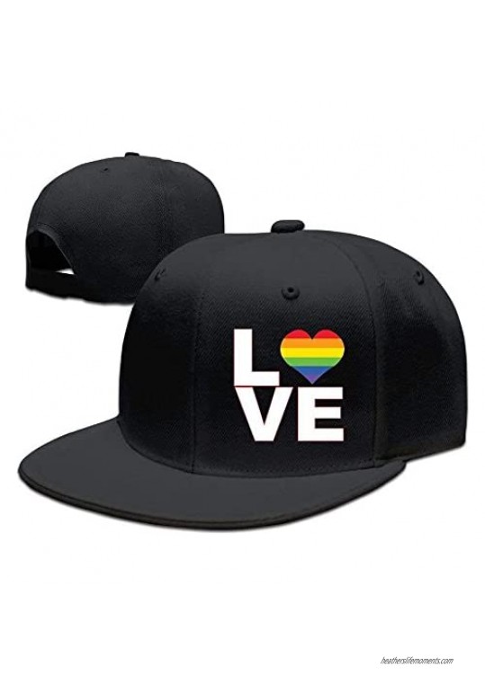 JRYJN Mens Vintage Snapback Hats Baseball Caps Gay Love Rainbow Heart Gay&Lesbian Pride Fitted Hat Unisex