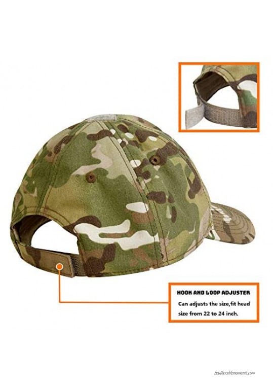 KRYDEX Tactical Cap Operator Hat Baseball Cap with Multicam US Flag Patch for Men Work Gym Hiking Hunting Multicam