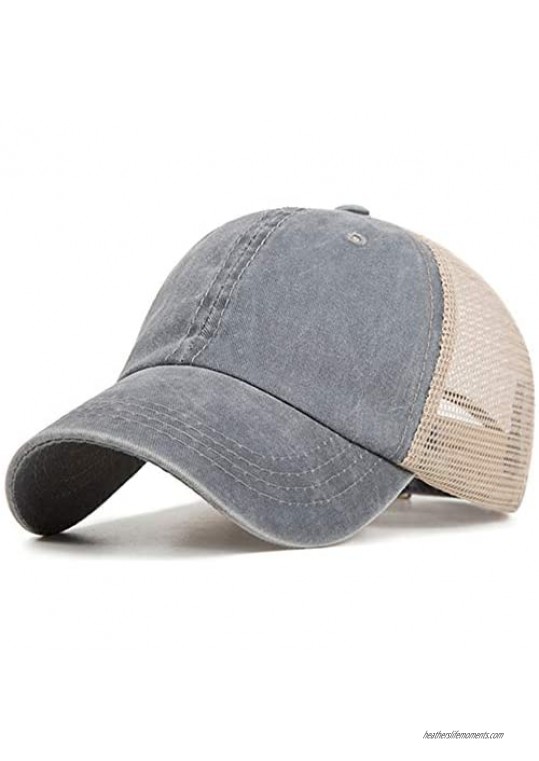 Vintage Unisex Adjustable Athletic Trucker Hat Mesh Back Hat Baseball Hats for Womens/Mens Dad Hat Snap Cap
