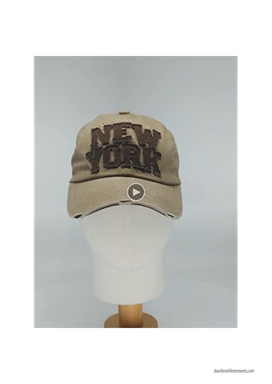 WITHMOONS Baseball Cap Washed Distressed Trucker Hat New York DW1516